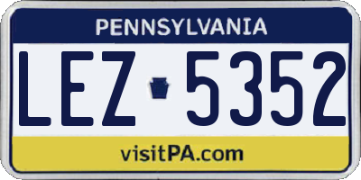 PA license plate LEZ5352