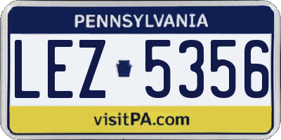 PA license plate LEZ5356