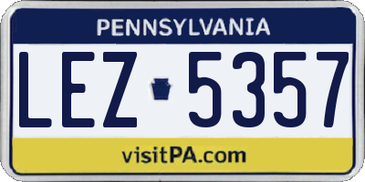 PA license plate LEZ5357