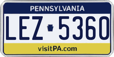 PA license plate LEZ5360
