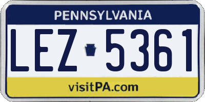 PA license plate LEZ5361