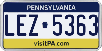 PA license plate LEZ5363