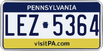 PA license plate LEZ5364