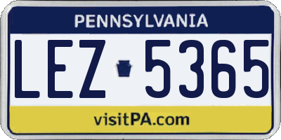PA license plate LEZ5365