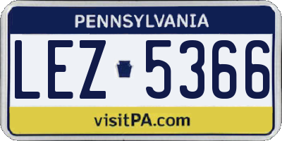 PA license plate LEZ5366