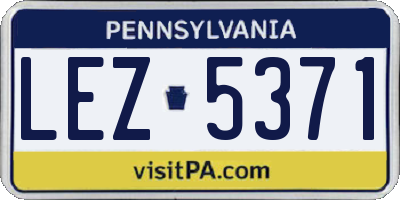 PA license plate LEZ5371