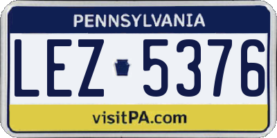 PA license plate LEZ5376
