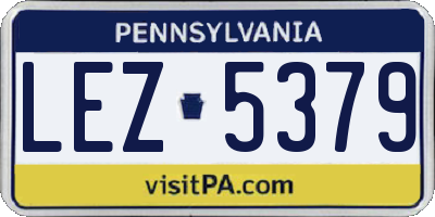 PA license plate LEZ5379