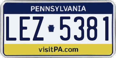 PA license plate LEZ5381