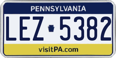 PA license plate LEZ5382