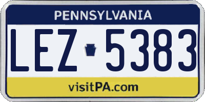 PA license plate LEZ5383