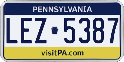 PA license plate LEZ5387