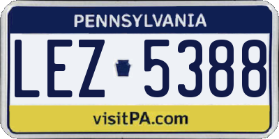 PA license plate LEZ5388
