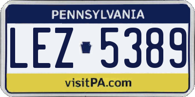 PA license plate LEZ5389