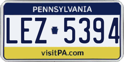 PA license plate LEZ5394