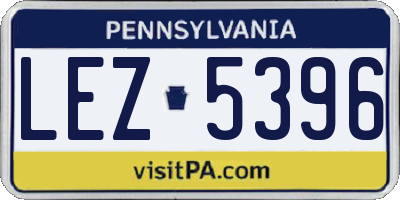 PA license plate LEZ5396