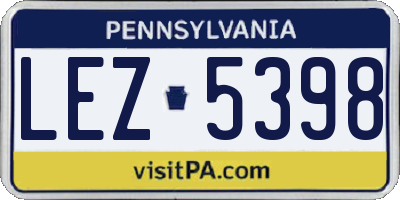 PA license plate LEZ5398