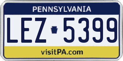 PA license plate LEZ5399