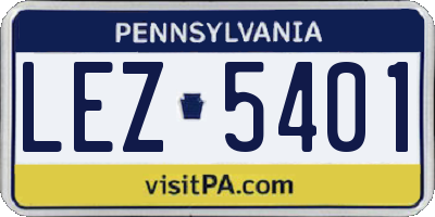 PA license plate LEZ5401