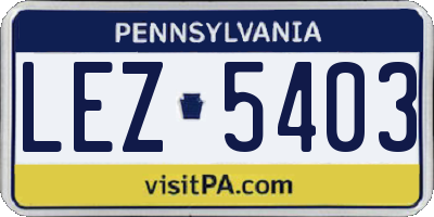 PA license plate LEZ5403