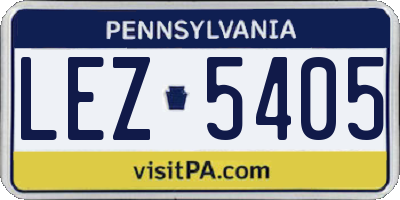 PA license plate LEZ5405
