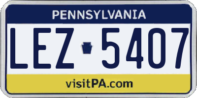 PA license plate LEZ5407