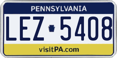 PA license plate LEZ5408