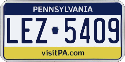 PA license plate LEZ5409