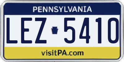 PA license plate LEZ5410