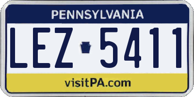PA license plate LEZ5411