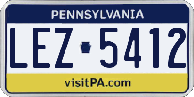 PA license plate LEZ5412