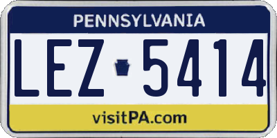 PA license plate LEZ5414