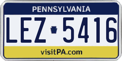 PA license plate LEZ5416