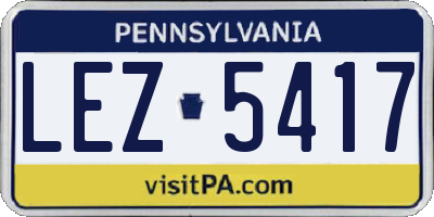 PA license plate LEZ5417