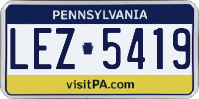 PA license plate LEZ5419