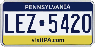 PA license plate LEZ5420