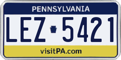 PA license plate LEZ5421