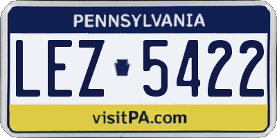 PA license plate LEZ5422
