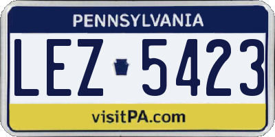 PA license plate LEZ5423