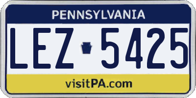 PA license plate LEZ5425
