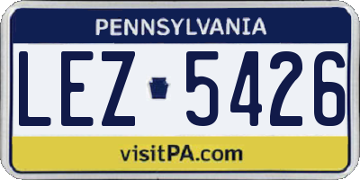 PA license plate LEZ5426