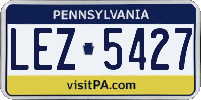PA license plate LEZ5427