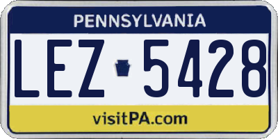 PA license plate LEZ5428