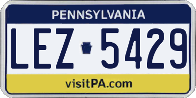 PA license plate LEZ5429