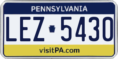 PA license plate LEZ5430