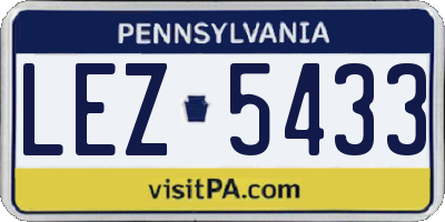 PA license plate LEZ5433