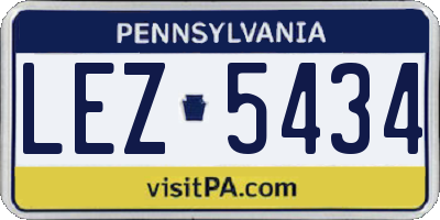 PA license plate LEZ5434