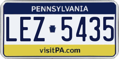 PA license plate LEZ5435