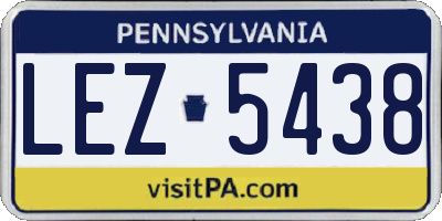PA license plate LEZ5438