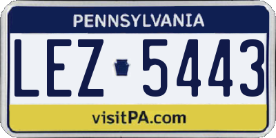 PA license plate LEZ5443